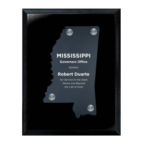 Corporate Awards - Acrylic Awards - Frosted Acrylic Cutout Mississippi Plaque
