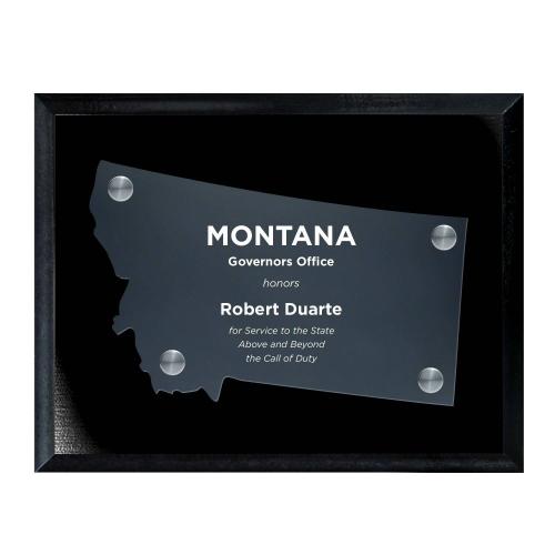 Corporate Awards - Acrylic Awards - Frosted Acrylic Cutout Montana Plaque