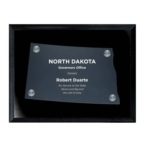 Corporate Awards - Acrylic Awards - Frosted Acrylic Cutout North Dakota Plaque