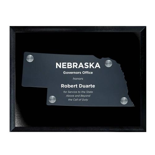 Corporate Awards - Acrylic Awards - Frosted Acrylic Cutout Nebraska Plaque