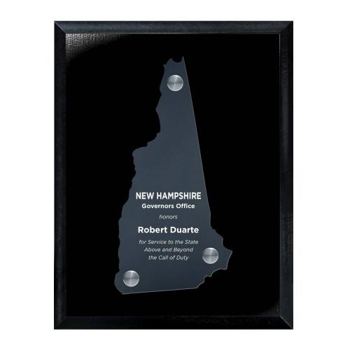 Corporate Awards - Acrylic Awards - Frosted Acrylic Cutout New Hampshire Plaque