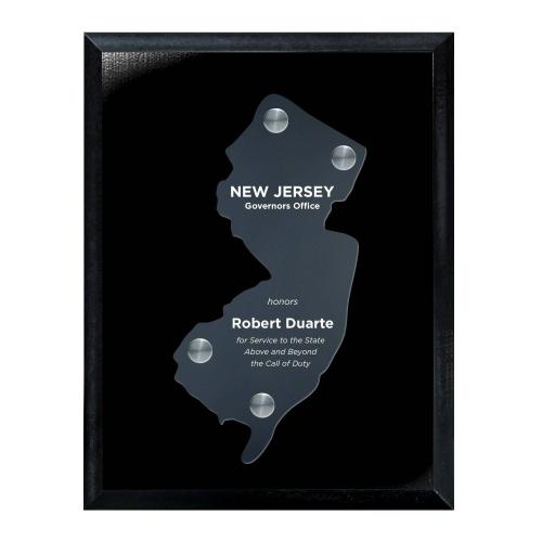 Corporate Awards - Acrylic Awards - Frosted Acrylic Cutout New Jersey Plaque
