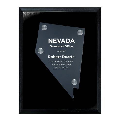 Corporate Awards - Acrylic Awards - Frosted Acrylic Cutout Nevada Plaque