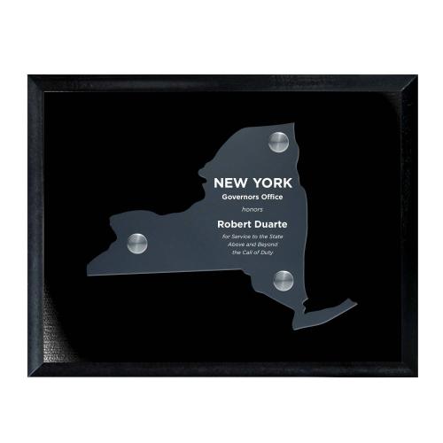 Corporate Awards - Acrylic Awards - Frosted Acrylic Cutout New York Plaque