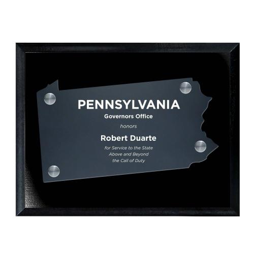Corporate Awards - Acrylic Awards - Frosted Acrylic Cutout Pennsylvania Plaque