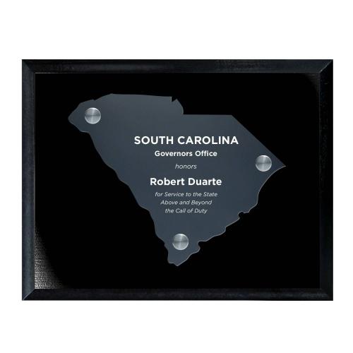 Corporate Awards - Acrylic Awards - Frosted Acrylic Cutout South Carolina Plaque