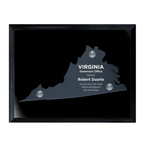 Corporate Awards - Acrylic Awards - Frosted Acrylic Cutout Virginia Plaque