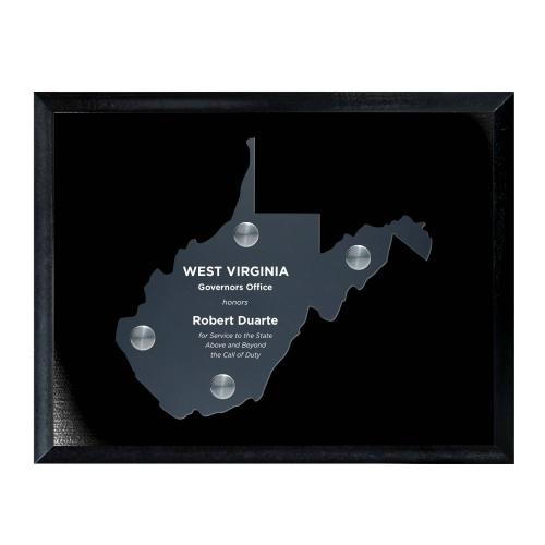 Corporate Awards - Acrylic Awards - Frosted Acrylic Cutout West Virginia Plaque