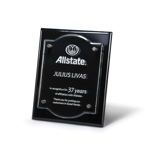 Corporate Awards - Award Plaques - Acrylic Barrel Piano Finish Riser Plaque - Small