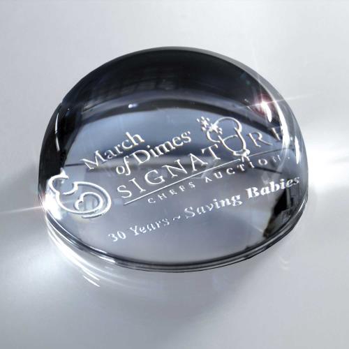 Corporate Awards - Crystal Awards - Glass Domed Paperweight