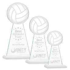 Employee Gifts - Edenwood Volleyball White Obelisk Crystal Award