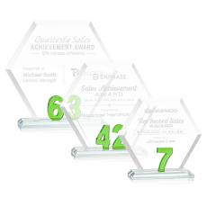 Employee Gifts - Riviera Milestone Green Number Crystal Award