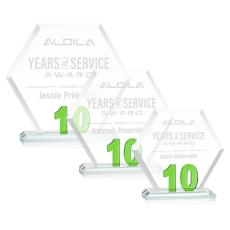 Employee Gifts - Riviera Anniversary Green  No 10 Number Crystal Award