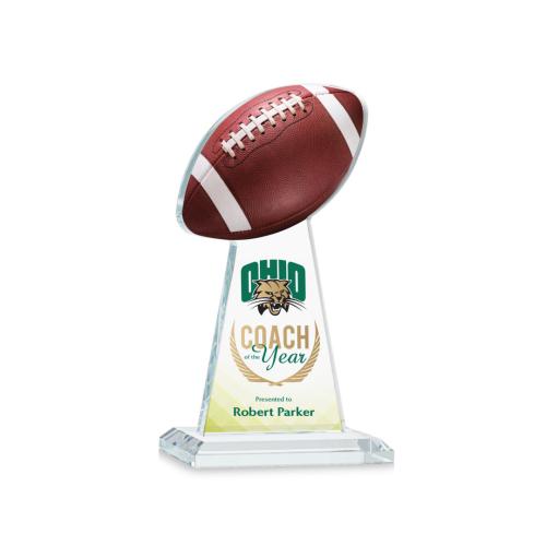 Corporate Awards - Crystal Awards - Crystal Pillar Awards - Edenwood Football Full Color Clear Obelisk Crystal Award