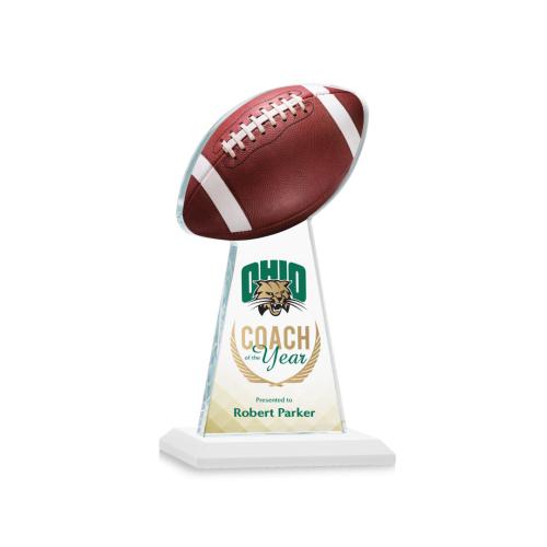 Corporate Awards - Crystal Awards - Crystal Pillar Awards - Edenwood Football Full Color White Obelisk Crystal Award