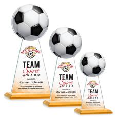 Employee Gifts - Edenwood Soccer Full Color Amber Obelisk Crystal Award