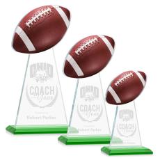 Employee Gifts - Edenwood Football Full Color/Etch Green Obelisk Crystal Award