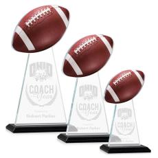 Employee Gifts - Edenwood Football Full Color/Etch Black Obelisk Crystal Award