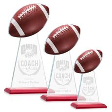 Employee Gifts - Edenwood Football Full Color/Etch Red Obelisk Crystal Award