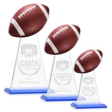 Employee Gifts - Edenwood Football Full Color/Etch Sky Blue Obelisk Crystal Award