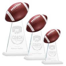 Employee Gifts - Edenwood Football Full Color/Etch White Obelisk Crystal Award