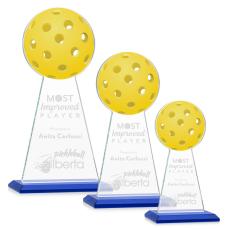 Employee Gifts - Edenwood Pickleball Full Color/Etch Blue Obelisk Crystal Award