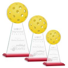 Employee Gifts - Edenwood Pickleball Full Color/Etch Red Obelisk Crystal Award