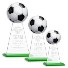 Employee Gifts - Edenwood Soccer Full Color/Etch Green Obelisk Crystal Award