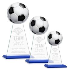 Employee Gifts - Edenwood Soccer Full Color/Etch Blue Obelisk Crystal Award