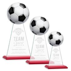Employee Gifts - Edenwood Soccer Full Color/Etch Red Obelisk Crystal Award