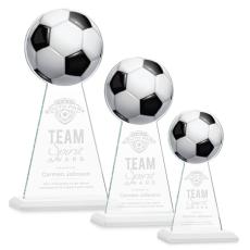 Employee Gifts - Edenwood Soccer Full Color/Etch White Obelisk Crystal Award