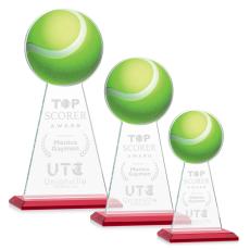 Employee Gifts - Edenwood Tennis Full Color/Etch Red Obelisk Crystal Award