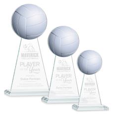 Employee Gifts - Edenwood Volleyball Full Color/Etch Clear Obelisk Crystal Award