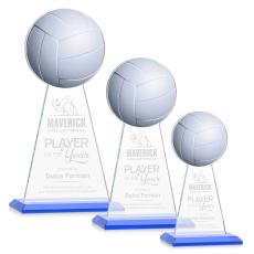 Employee Gifts - Edenwood Volleyball Full Color/Etch Sky Blue Obelisk Crystal Award