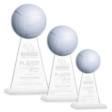 Employee Gifts - Edenwood Volleyball Full Color/Etch White Obelisk Crystal Award