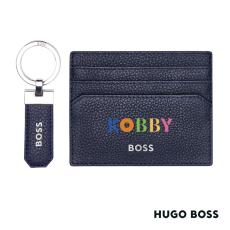 Employee Gifts - Hugo Boss Classic Grained Key Ring & Card Holder Set