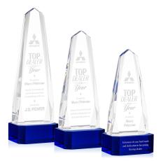 Employee Gifts - Geneva Blue on Base Obelisk Crystal Award