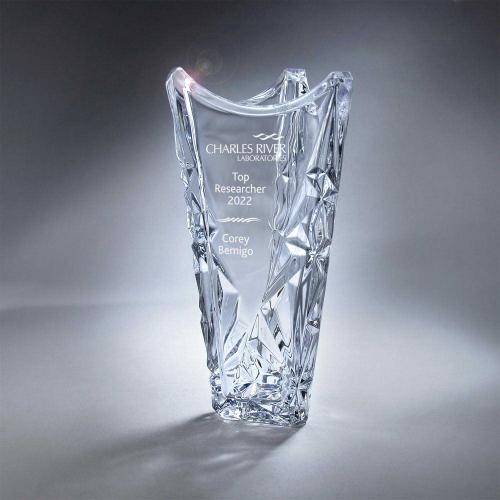Corporate Awards - Glass Awards - Clear Glass Sculpted Ice Vase