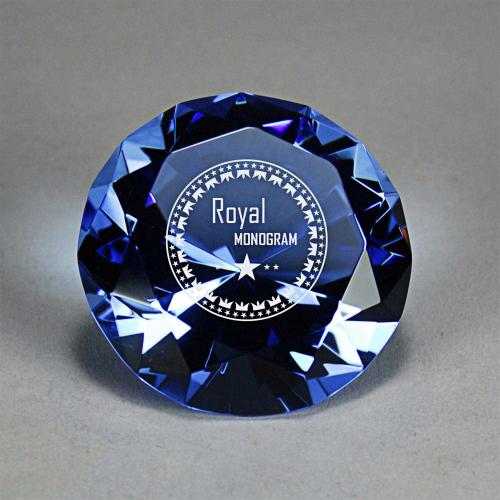 Corporate Awards - Glass Awards - Full-Cut Glass Sapphire Blue Gemstone