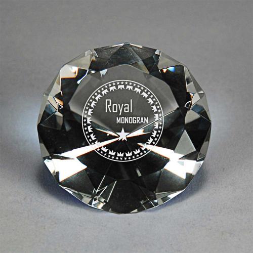 Corporate Awards - Full-Cut Glass Clear Diamond Gemstone
