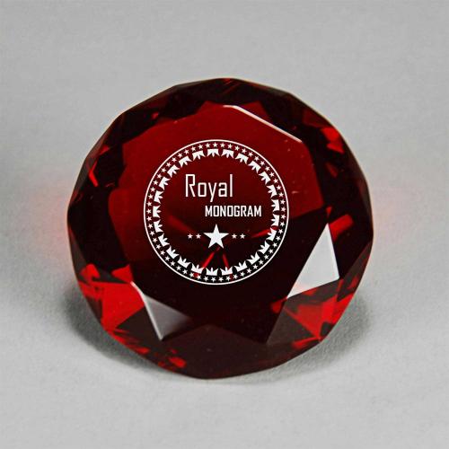 Corporate Awards - Full-Cut Glass Ruby Red Gemstone