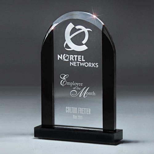 Corporate Awards - Glass Awards - The Noir Glass Dome On Black Glass Base