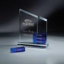 Blue And Optic Crystal Beveled Glass Towers Perpetual Award