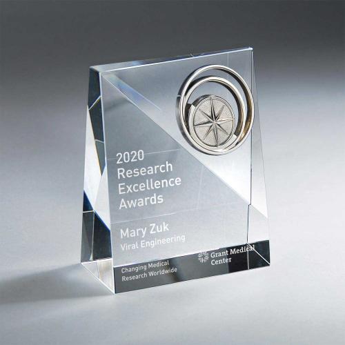 Corporate Awards - Crystal Awards - Slant-Front Crystal Medallion Award