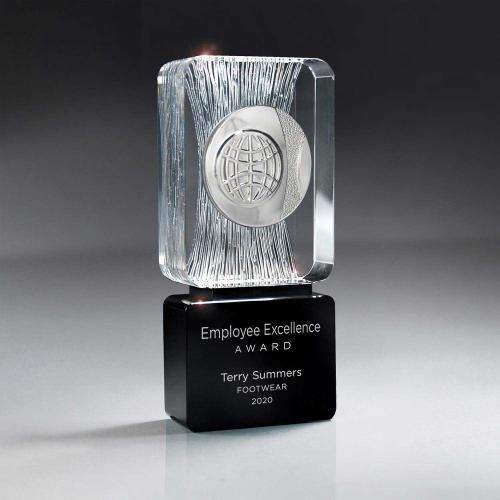 Corporate Awards - Crystal Awards - Carved Clear Crystal Medallion Award