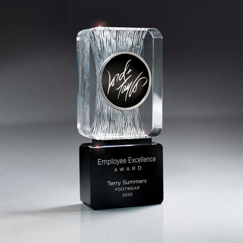 Corporate Awards - Crystal Awards - Carved Clear Crystal VividPrint Medallion Award