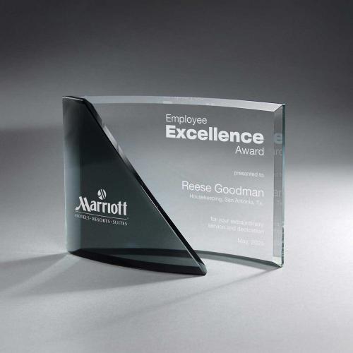Corporate Awards - Glass Awards - Two-Tone Crescent Curved Glass