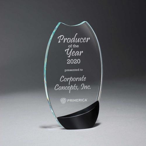 Corporate Awards - Crystal Awards - Clear Glass With Bold Black Crystal Accent