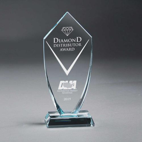 Corporate Awards - Crystal Awards - Clear Crystal Diamond Wedge Award