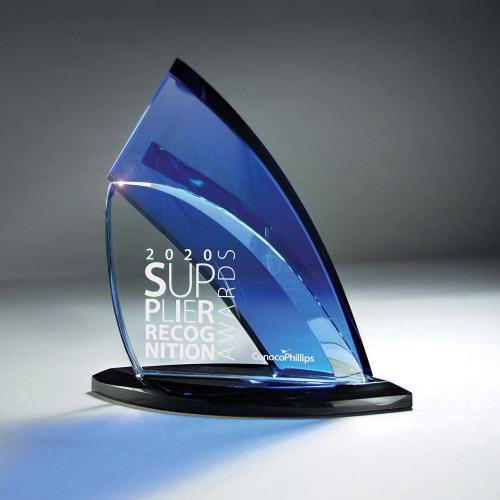 Corporate Awards - Glass Awards - Blue Wave Award